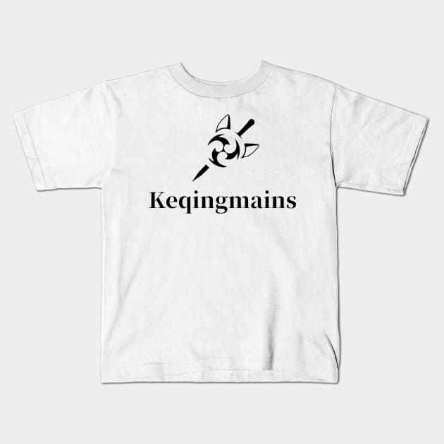 Keqing mains fan art for who mains Keqing with electro cat sword icon in black gift Kids T-Shirt by FOGSJ